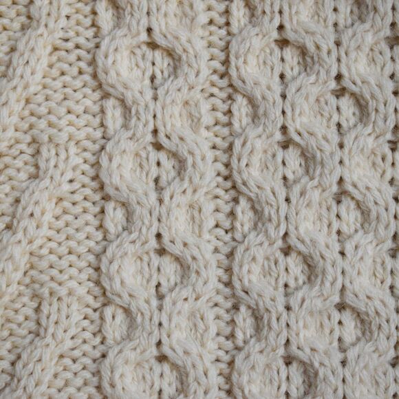 ARAN Turtleneck Sweater Cable Knit Cream Irish 100% Wool Size S - Picture 5 of 7